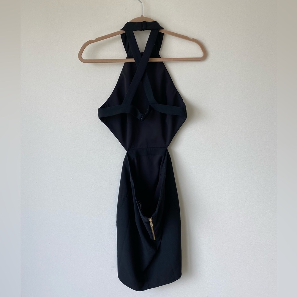 Black Backless Halter Sheath Dress - Picture 3 of 5